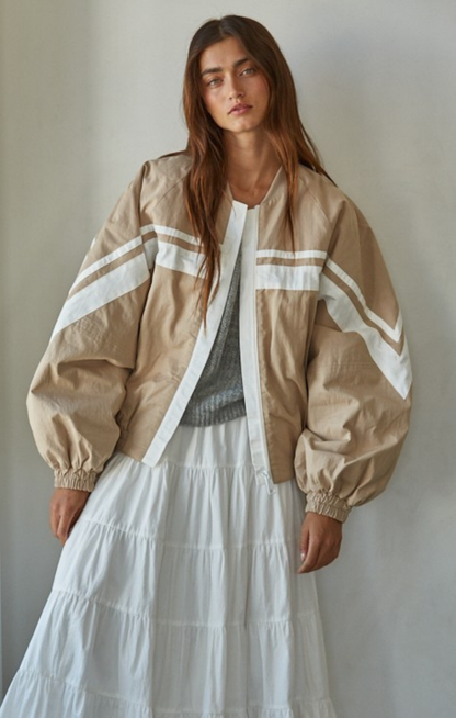 Stripe Accent Bomber Jacket