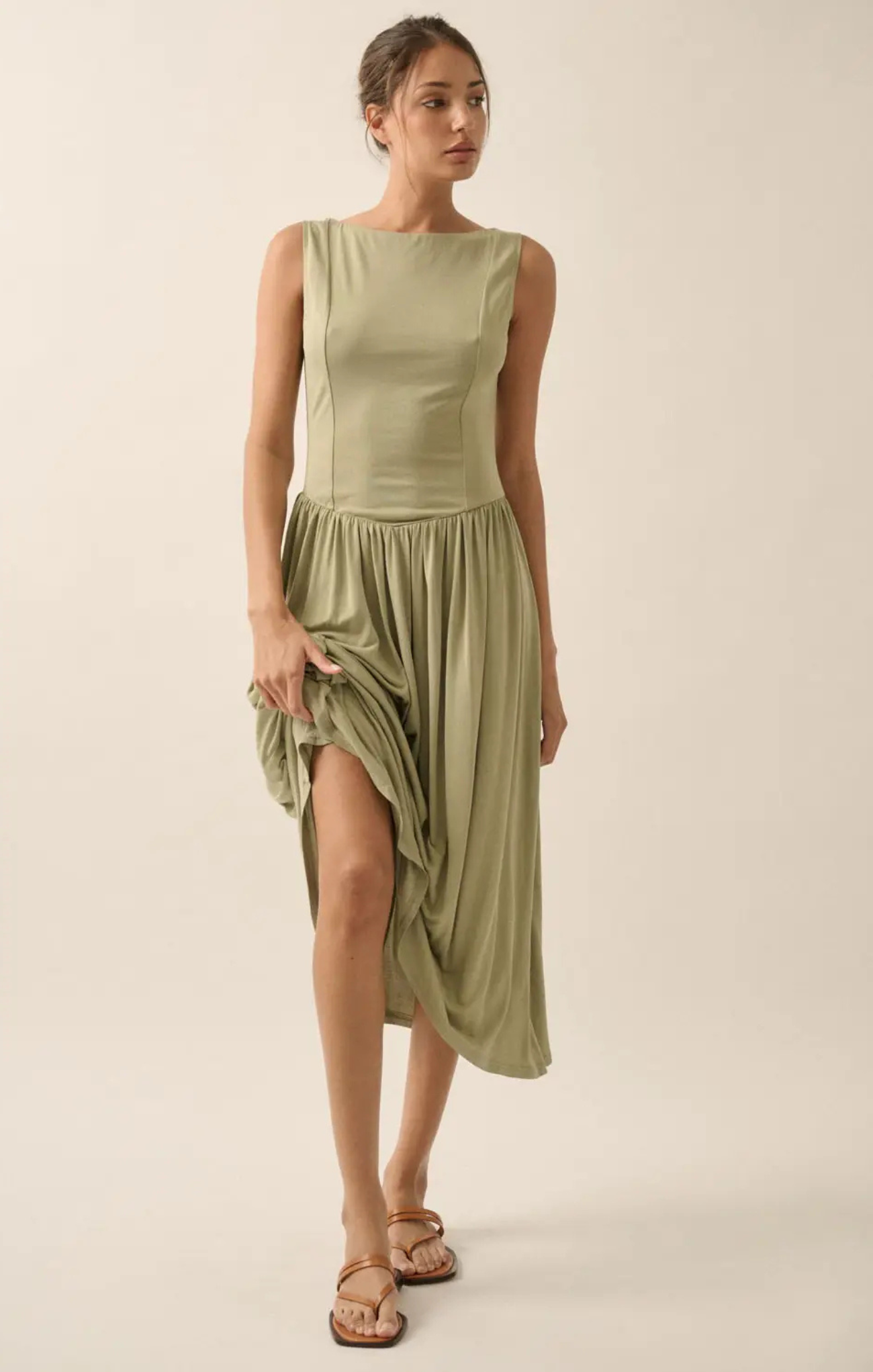 Violet Drop-Waist Midi Dress