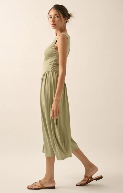 Violet Drop-Waist Midi Dress