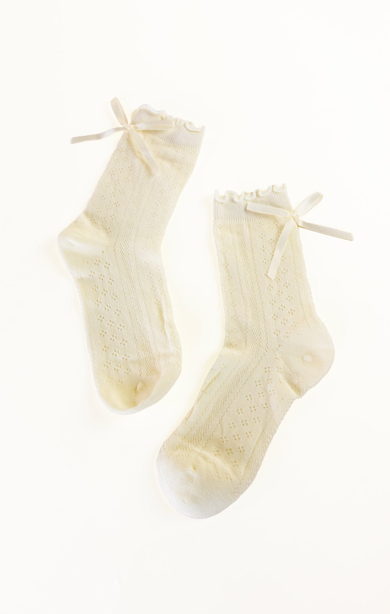 Cream Pointelle Bow Sock