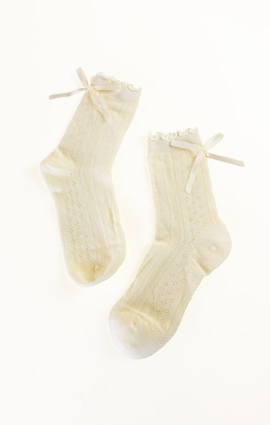 Cream Pointelle Bow Sock