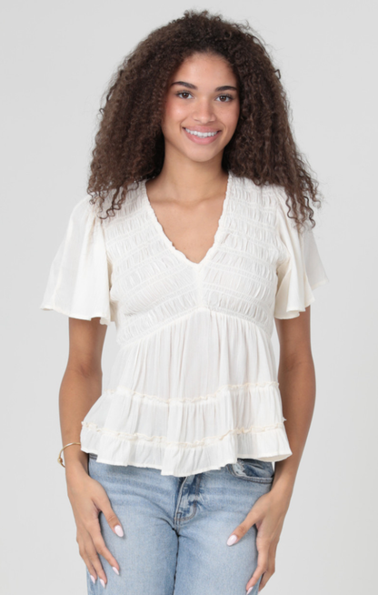 Fallon Smocked Short Sleeve Top
