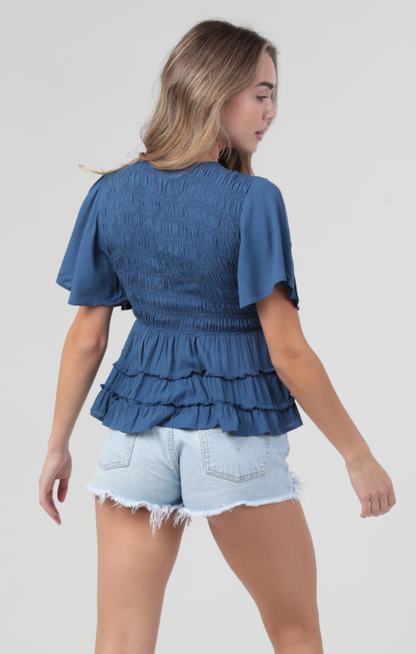 Fallon Smocked Short Sleeve Top