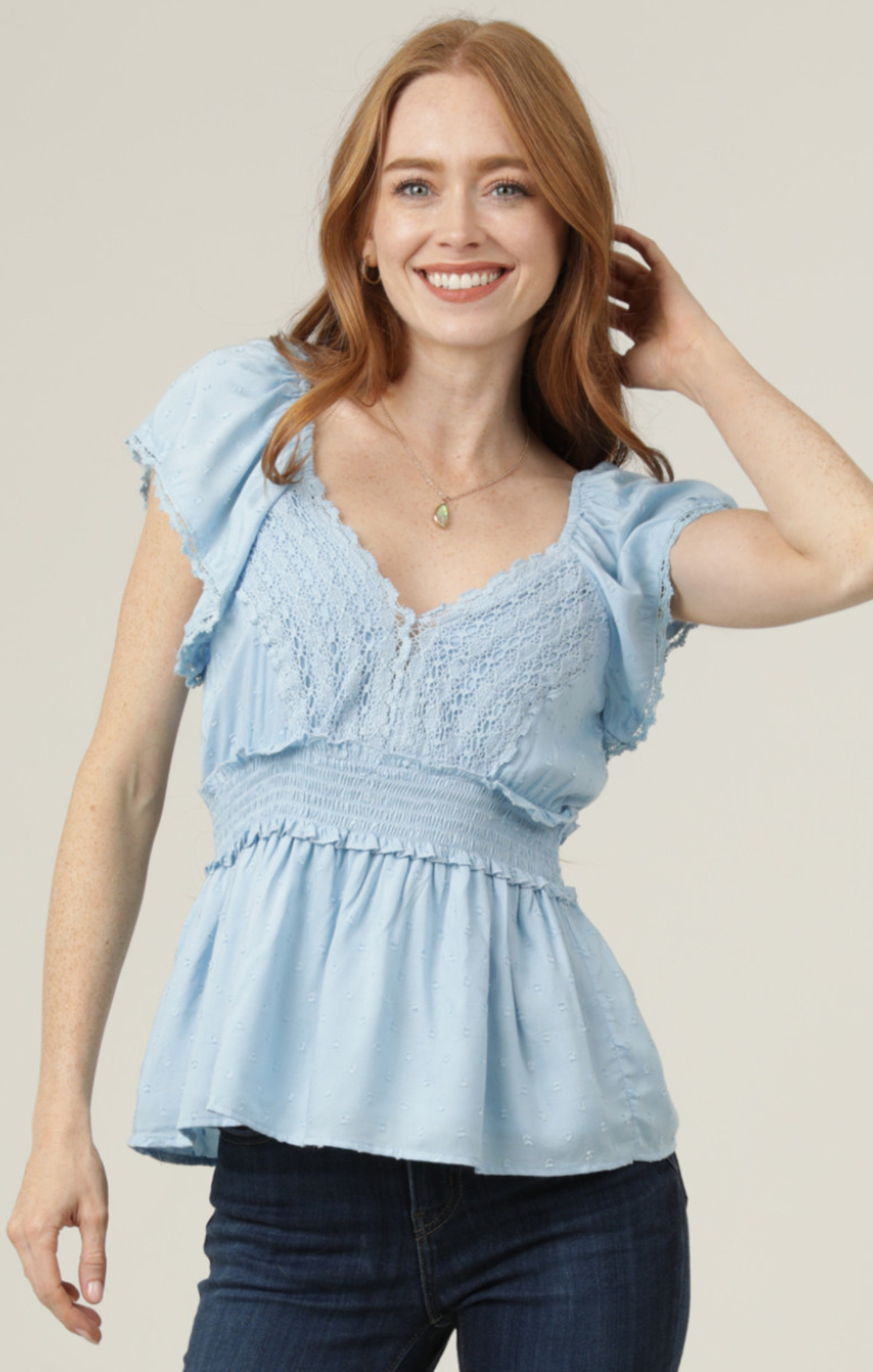 Jacey Lace Dot Top