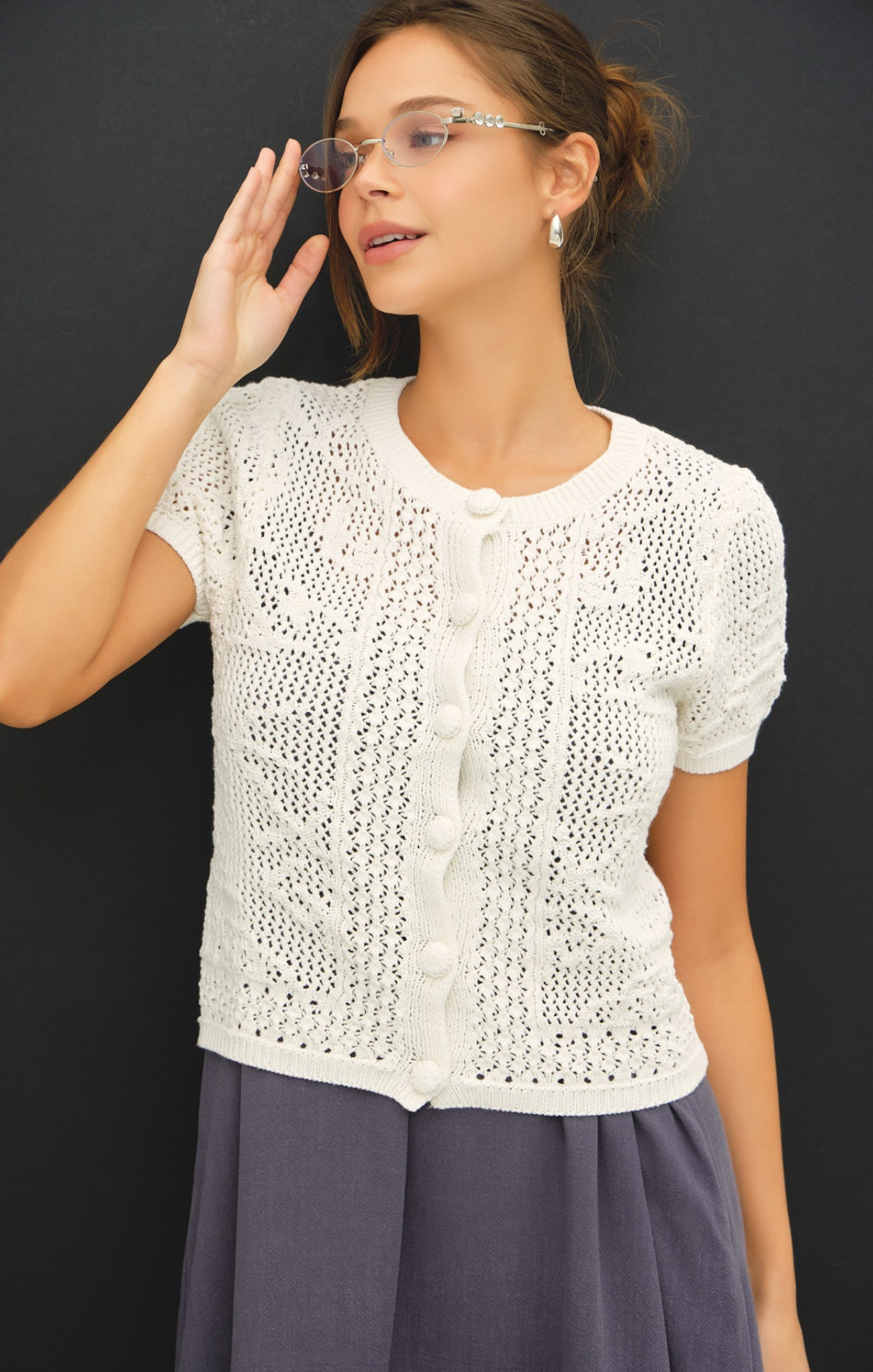 Jenna Patterned Crochet Cardigan