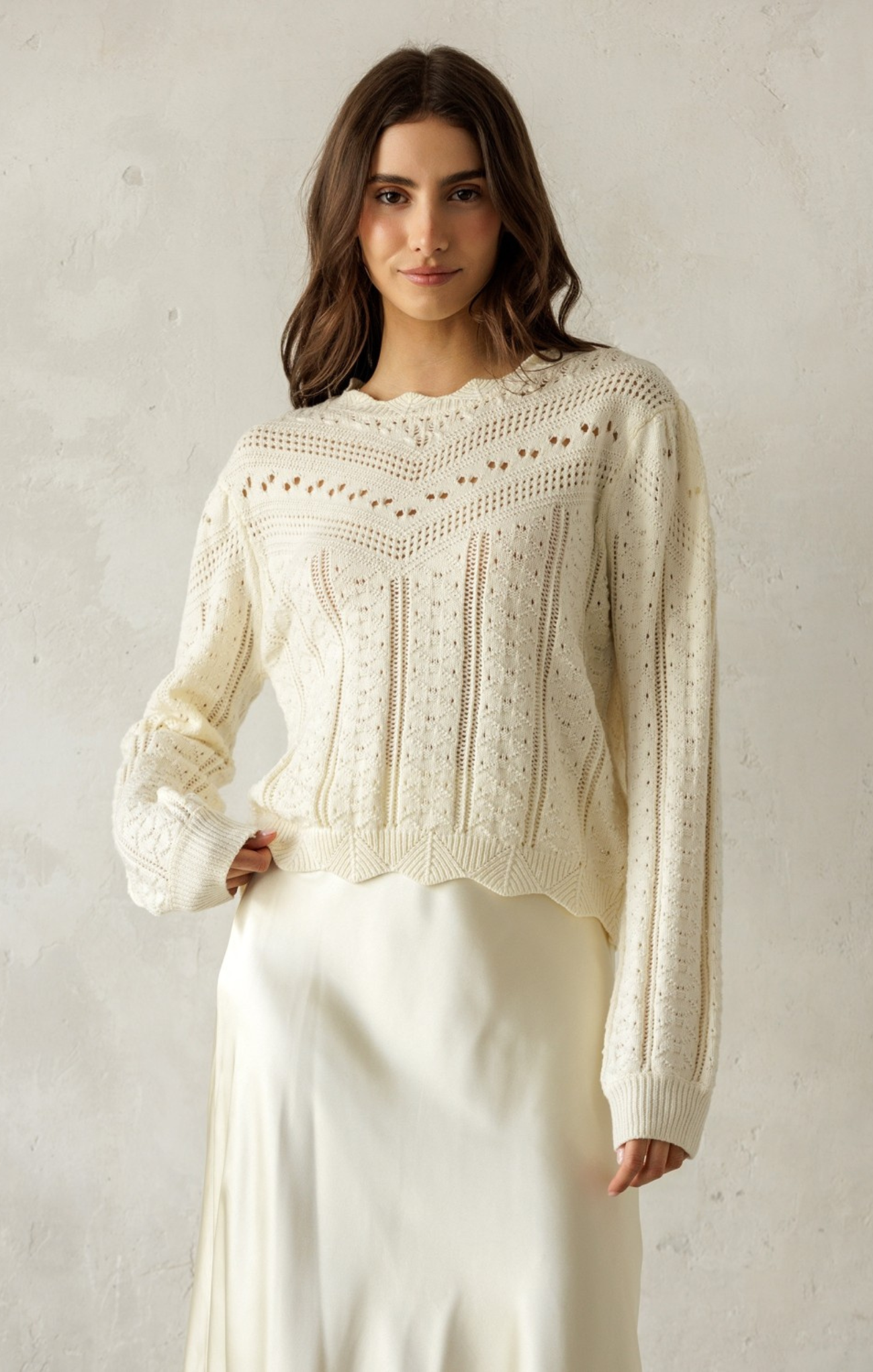 Kendra Pointelle Knit Sweater