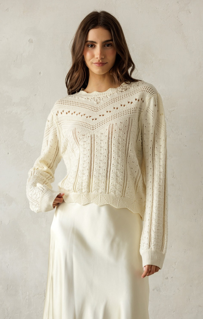 Kendra Pointelle Knit Sweater