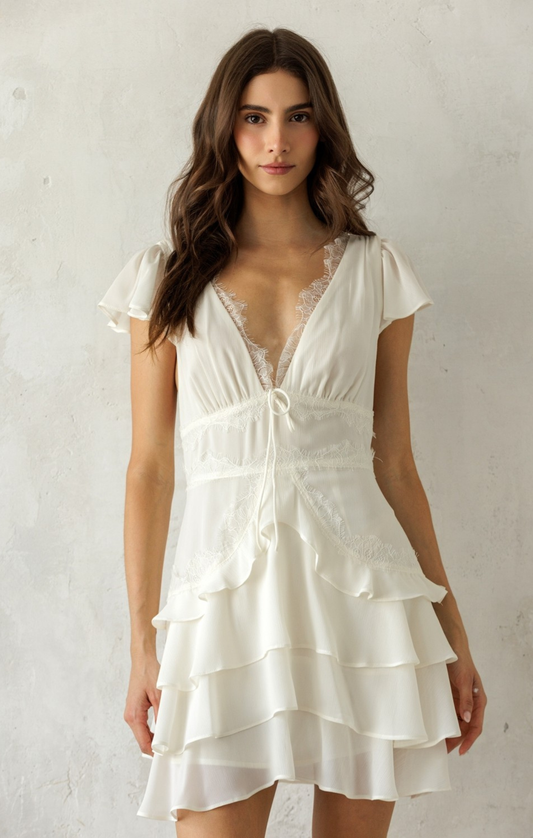 Presley Lace Tiered Mini Dress