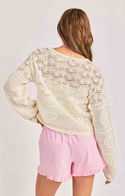 Sunny Open Crochet Pullover