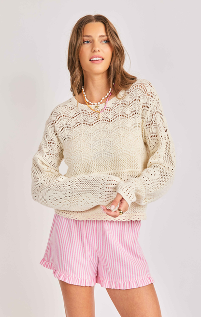 Sunny Open Crochet Pullover