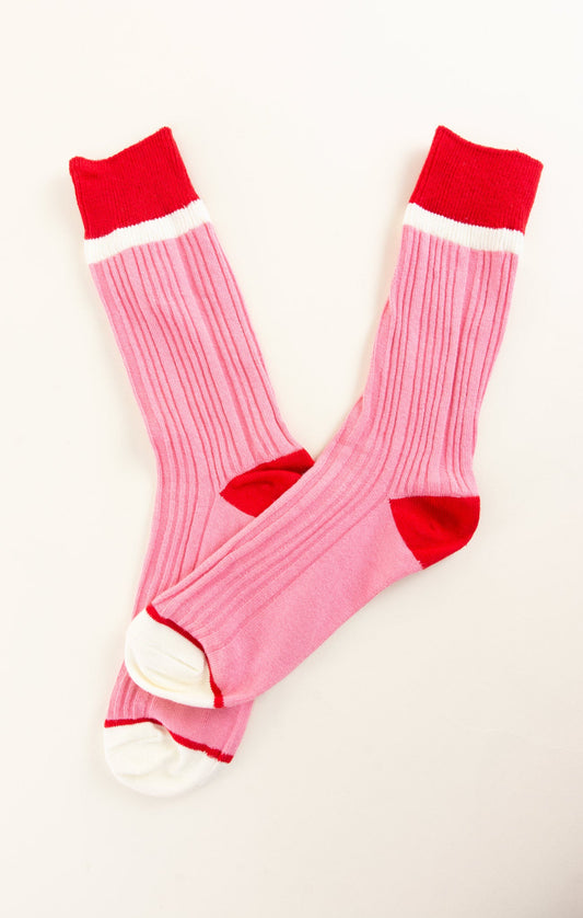 Color Block Double Stripe Crew Sock