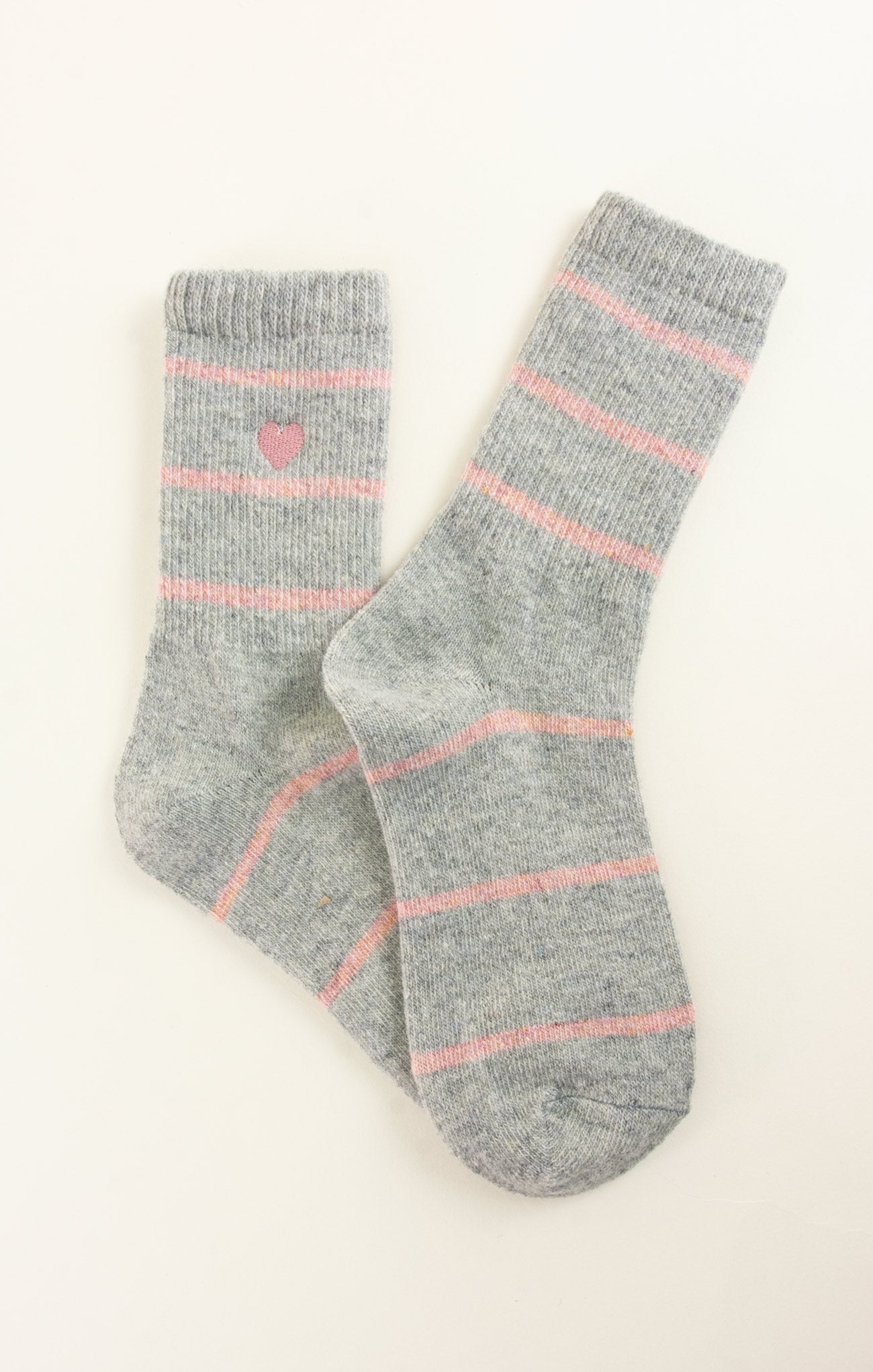 Heather Grey Striped Heart Sock