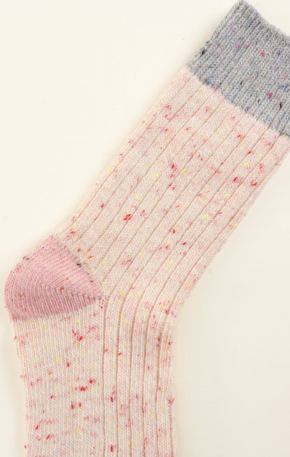Heathered Pink & Grey Crew Sock