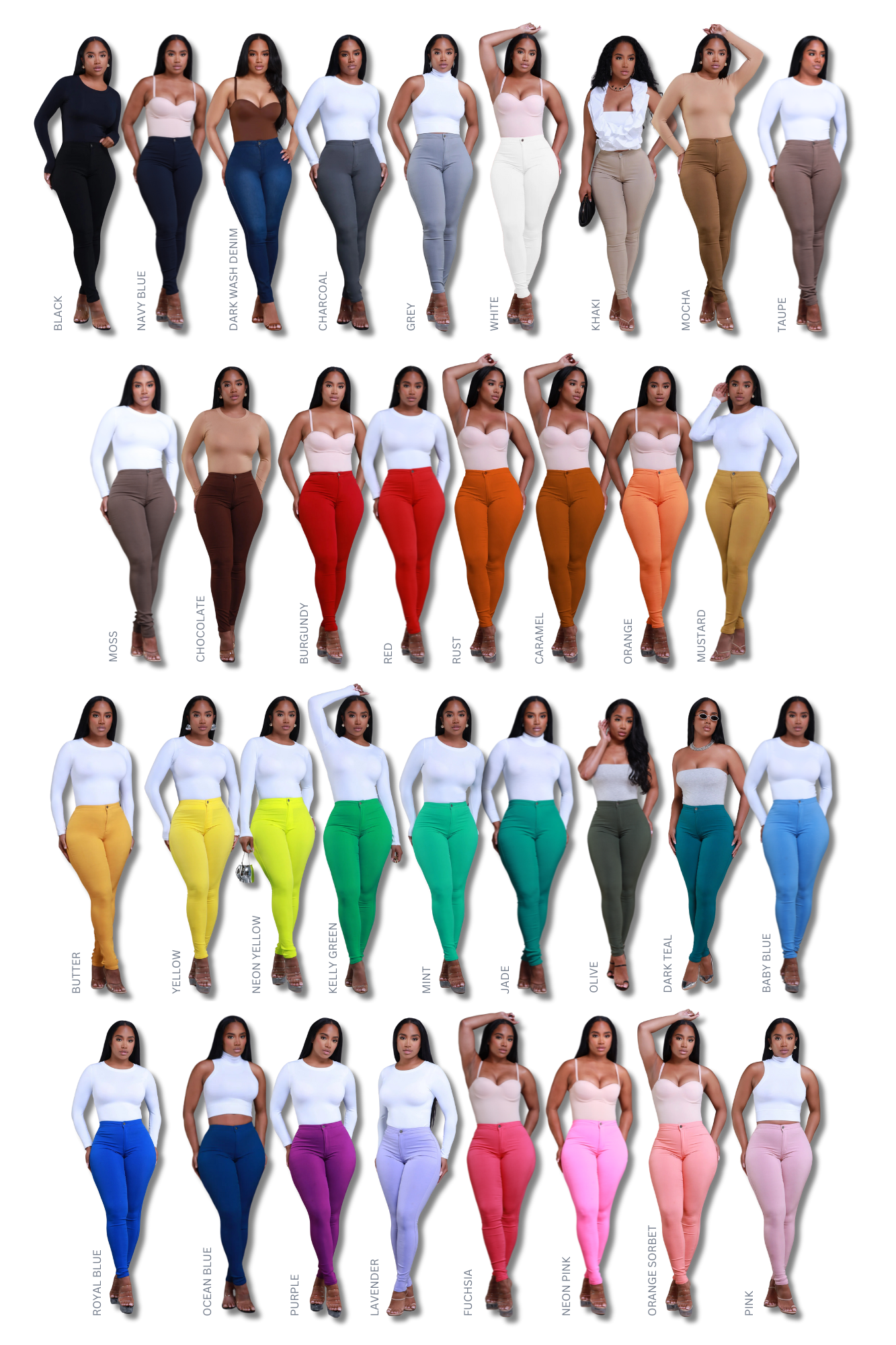 Super Swank High Waist Stretchy Jeans - Orange
