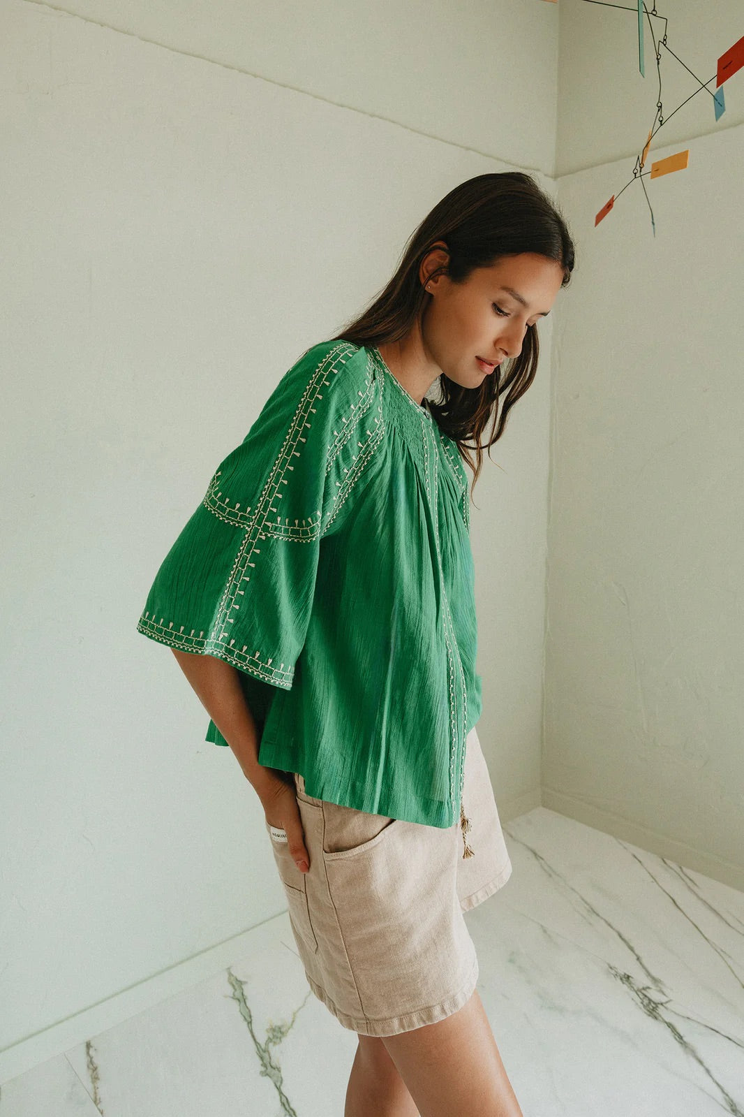 Indi & Cold Green Embroidered Shirt
