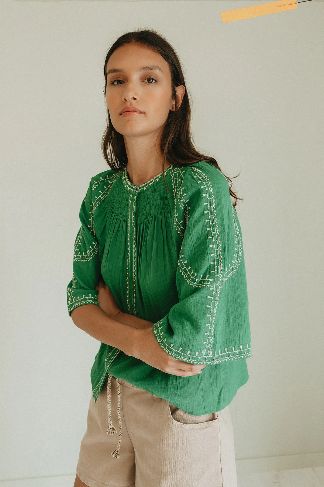 Indi & Cold Green Embroidered Shirt