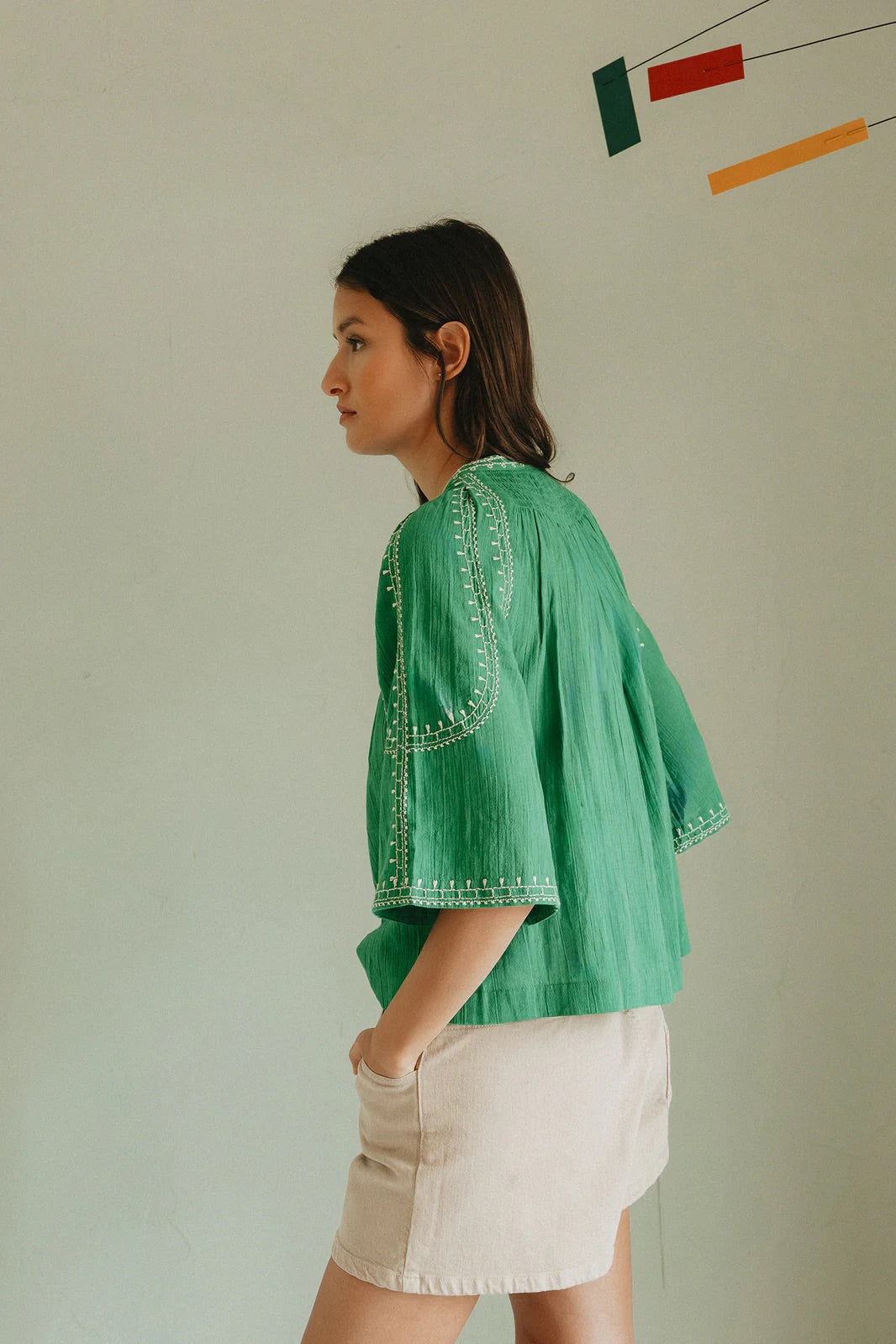 Indi & Cold Green Embroidered Shirt