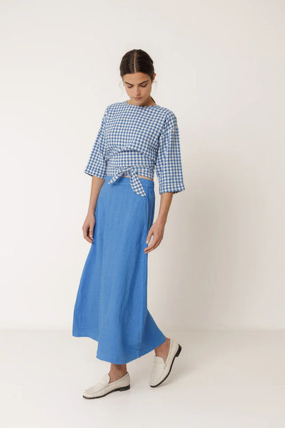 Indi & Cold Cobalt Linen Skirt